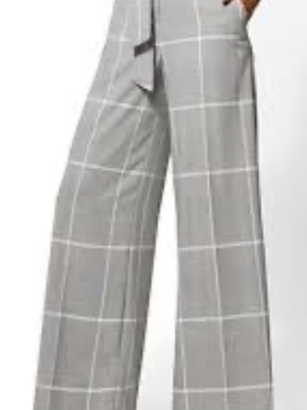 New York & Company Gray Windowpane Wide Leg Trousers